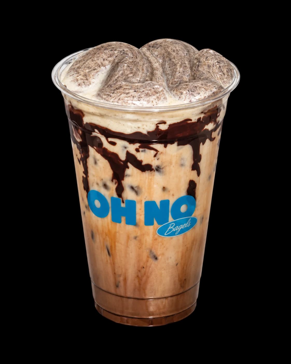 Cookies & Cream latte topped with Oreo cream cheese cold foam